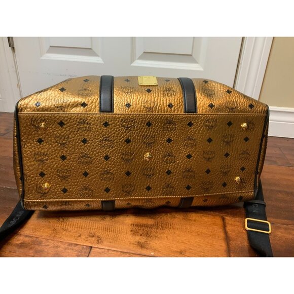 MCM Authentic Ottomar Weekender Bag Copper Gold Metallic Logo Monogram Unisex - Picture 6 of 12